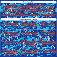 Загрузить изображение в средство просмотра галереи, Custom Thunder Blue Orange-Black 3D Pattern Lightning Hockey Lace Neck Jersey
