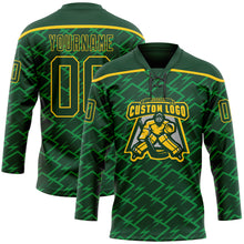 Загрузить изображение в средство просмотра галереи, Custom Green Yellow 3D Pattern Lightning Hockey Lace Neck Jersey
