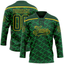 Загрузить изображение в средство просмотра галереи, Custom Green Yellow 3D Pattern Lightning Hockey Lace Neck Jersey
