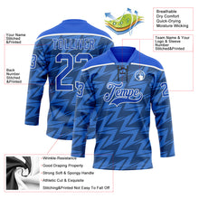 Laden Sie das Bild in den Galerie-Viewer, Custom Thunder Blue White 3D Pattern Lightning Hockey Lace Neck Jersey
