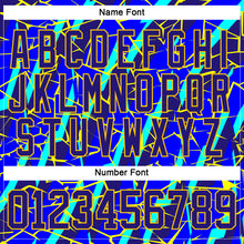 Laden Sie das Bild in den Galerie-Viewer, Custom Blue Dark Purple-Yellow 3D Pattern Lightning Hockey Lace Neck Jersey
