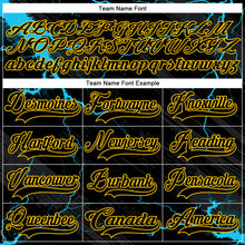 Charger l'image dans la galerie, Custom Black Blue-Yellow 3D Pattern Lightning Hockey Lace Neck Jersey
