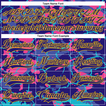 Laden Sie das Bild in den Galerie-Viewer, Custom Dark Purple Pink Blue-Yellow 3D Pattern Lightning Hockey Lace Neck Jersey
