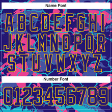 Laden Sie das Bild in den Galerie-Viewer, Custom Dark Purple Pink Blue-Yellow 3D Pattern Lightning Hockey Lace Neck Jersey
