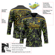 Charger l'image dans la galerie, Custom Black Yellow-Purple 3D Pattern Lightning Hockey Lace Neck Jersey
