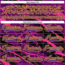 Charger l'image dans la galerie, Custom Purple Black Pink-Yellow 3D Pattern Lightning Hockey Lace Neck Jersey
