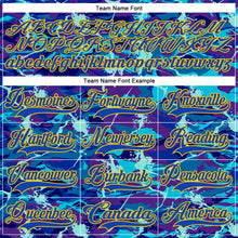 Load image into Gallery viewer, Custom Blue Thunder Blue-Yellow 3D Pattern Lightning Hockey Lace Neck Jersey
