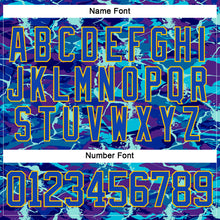 Load image into Gallery viewer, Custom Blue Thunder Blue-Yellow 3D Pattern Lightning Hockey Lace Neck Jersey
