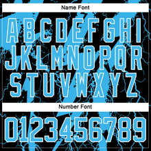 Загрузить изображение в средство просмотра галереи, Custom Sky Blue Black-White 3D Pattern Lightning Hockey Lace Neck Jersey
