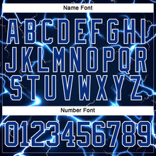 Charger l'image dans la galerie, Custom Navy Royal-White 3D Pattern Lightning Hockey Lace Neck Jersey
