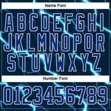 Charger l'image dans la galerie, Custom Navy Royal Blue-White 3D Pattern Lightning Hockey Lace Neck Jersey
