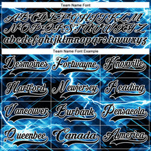 Charger l'image dans la galerie, Custom Black Blue-White 3D Pattern Lightning Hockey Lace Neck Jersey
