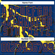 Laden Sie das Bild in den Galerie-Viewer, Custom US Navy Blue Yellow Black-Orange 3D Pattern Lightning Hockey Lace Neck Jersey
