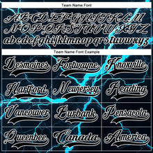Charger l'image dans la galerie, Custom Black Blue-White 3D Pattern Lightning Hockey Lace Neck Jersey
