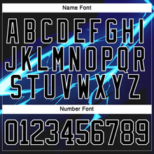 Charger l'image dans la galerie, Custom Black Blue-White 3D Pattern Lightning Hockey Lace Neck Jersey
