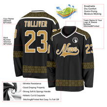 Charger l'image dans la galerie, Custom Black Old Gold-White 3D Pattern Plaid Hockey Jersey
