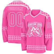 Charger l'image dans la galerie, Custom Pink White 3D Pattern Plaid Hockey Jersey
