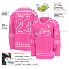 Charger l'image dans la galerie, Custom Pink White 3D Pattern Plaid Hockey Jersey
