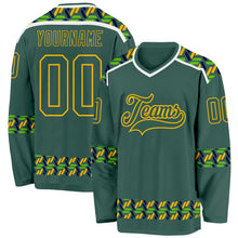 Загрузить изображение в средство просмотра галереи, Custom Green Gold-White 3D Pattern Plaid Hockey Jersey
