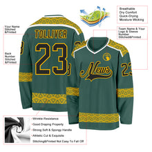 Загрузить изображение в средство просмотра галереи, Custom Green Black Gold-White 3D Pattern Plaid Hockey Jersey
