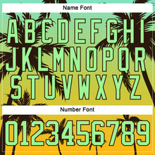 Laden Sie das Bild in den Galerie-Viewer, Custom Yellow Pea Green-Brown 3D Pattern Gradient Hawaii Tropical Palm Trees Hockey Lace Neck Jersey
