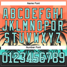 Charger l'image dans la galerie, Custom Black Ice Blue-Orange 3D Pattern Gradient Hawaii Tropical Palm Trees Hockey Lace Neck Jersey
