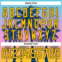 Charger l'image dans la galerie, Custom Yellow Blue Purple-Black 3D Pattern Gradient Hawaii Tropical Palm Trees Hockey Lace Neck Jersey
