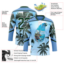 Charger l'image dans la galerie, Custom Blue Green-White 3D Pattern Gradient Hawaii Tropical Palm Trees Hockey Lace Neck Jersey
