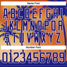 Laden Sie das Bild in den Galerie-Viewer, Custom Dark Purple Orange-White 3D Pattern Gradient Hawaii Tropical Palm Trees Hockey Lace Neck Jersey
