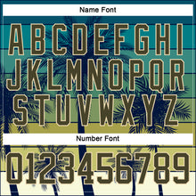 Laden Sie das Bild in den Galerie-Viewer, Custom Cream Olive-Blue 3D Pattern Gradient Hawaii Tropical Palm Trees Hockey Lace Neck Jersey
