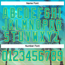 Laden Sie das Bild in den Galerie-Viewer, Custom Aqua Neon Yellow-Pea Green 3D Pattern Gradient Hawaii Tropical Palm Trees Hockey Lace Neck Jersey
