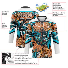 Laden Sie das Bild in den Galerie-Viewer, Custom White Black-Lakes Blue 3D Pattern Hawaii Tropical Palm Trees Hockey Lace Neck Jersey
