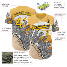 Загрузить изображение в средство просмотра галереи, Custom Yellow Black-White Chicago Illinois Cityscape Landmark City Symbol Authentic Baseball Jersey
