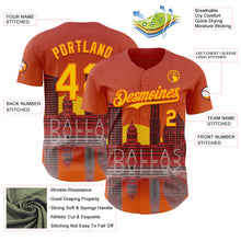 Load image into Gallery viewer, Custom Orange Yellow Dallas Texas Sunset Cityscape Landmark City Symbol Authentic Baseball Jersey
