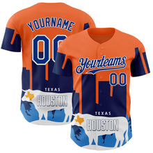Load image into Gallery viewer, Custom Orange Royal-White Houston Texas Cityscape Landmark City Symbol Authentic Baseball Jersey
