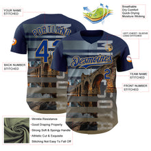 Charger l'image dans la galerie, Custom Blue Royal Gray-Old Gold Minnesota Stone Bridge Landmark City Symbol Authentic Baseball Jersey
