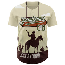 Загрузить изображение в средство просмотра галереи, Custom Cream Olive-White San Antonio Texas Western Cowboy City Symbol Authentic Baseball Jersey
