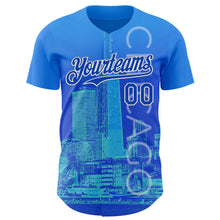 Загрузить изображение в средство просмотра галереи, Custom Blue Thunder Blue-White Chicago Illinois Cityscape Skyline City Symbol Authentic Baseball Jersey
