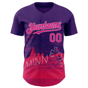 Custom Purple Hot Pink Red-Light Purple Minnesota Sculpture Garden Landmark City Symbol Authentic Baseball Jersey