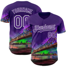 Charger l'image dans la galerie, Custom Purple White New Orleans Louisiana Cityscape Landmark City Symbol Authentic Baseball Jersey
