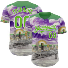 Load image into Gallery viewer, Custom Green Aurora Green Purple Gray-White New Orleans Louisiana Cityscape Landmark City Symbol Authentic Baseball Jersey
