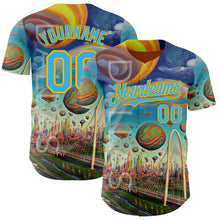 Charger l'image dans la galerie, Custom Blue Sky Blue-Yellow Dallas Texas Cityscape Skyline City Symbol Authentic Baseball Jersey
