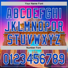 Load image into Gallery viewer, Custom Pink Thunder Blue Orange-White Houston Texas Hindu Temple Landmark City Symbol Authentic Baseball Jersey
