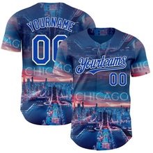 Load image into Gallery viewer, Custom Blue Thunder Blue-White Chicago Illinois Cityscape Skyline City Symbol Authentic Baseball Jersey
