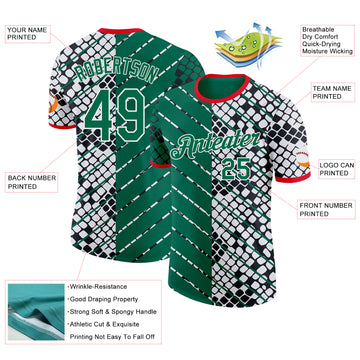 Custom White Kelly Green Fire Red-Black Mexico Snake Python Print Performance T-Shirt