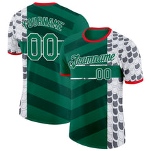 Laden Sie das Bild in den Galerie-Viewer, Custom Kelly Green White Fire Red-Gray Mexico Snake Python Print Performance T-Shirt
