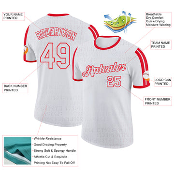 Custom White Fire Red Denmark Performance T-Shirt