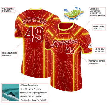 Custom Red White-Yellow North Macedonia Performance T-Shirt