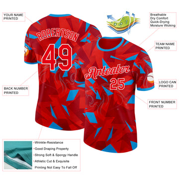 Custom Red Blue-White Czech Republic Performance T-Shirt