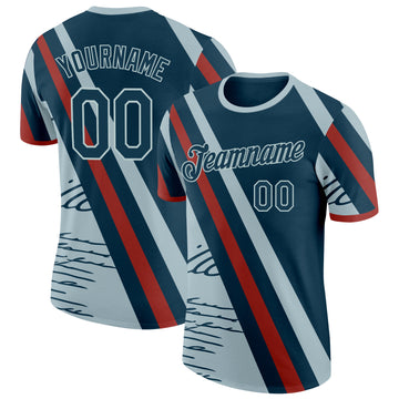 Custom Blue Navy-Red USA Performance T-Shirt